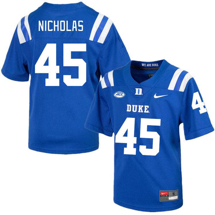 Men #45 Ozzie Nicholas Duke Blue Devils College Football Jerseys Stitched-Royal